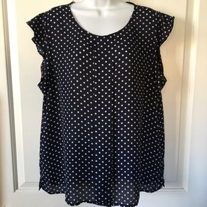 Forever 21+ navy blue white polka dot top 2X